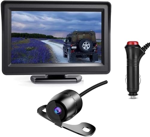Backup Camera System for Car with 4.3 Inch Monitor Back up Camera with Truck Reverse Camera Rear View IP69 Waterproof Plug-Play Reversing Safe Parking with 23-feet Power Cable