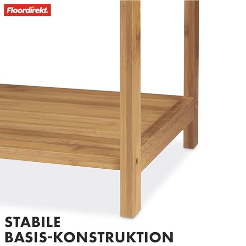 Floordirekt Ilinois - Toallero de bambú con 3 barras de acero inoxidable (31 x 51 x 85 cm), toallero de pie para baño con superficie de almacenamiento, ideal para espacios pequeños - imagen 4