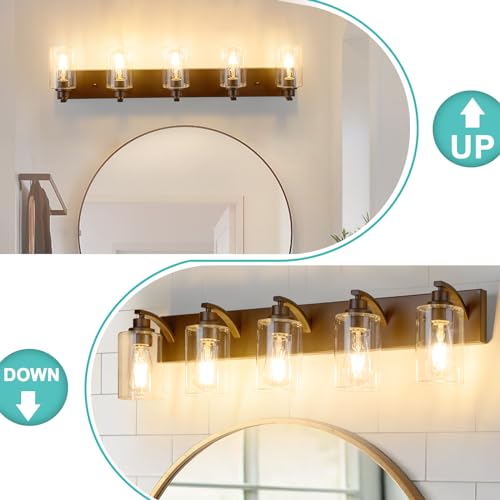 Image of 5-Light Bathroom Light Fixtures Modern ORB Vanity Lights