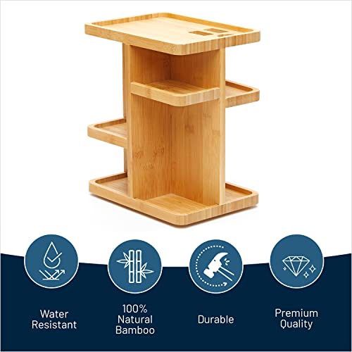 Royalhouse Bamboo 360 Degree Rotating Makeup Organizer, Display Cosmetic Organizer, Multi-Function Storage For Makeup Desk, Bathroom, Bedroom, Closet, And Toiletries #TOP1