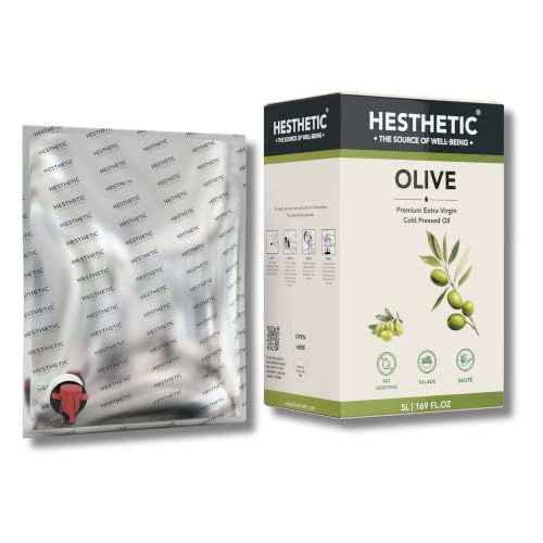 Image of HESTHETIC Premium Extra Virgin Olive Oil 5L Bag-in-Box | Cold-Pressed Mediterranean-Sourced EVOO | Unrefined, Low-Acidity | Cooking, Salad & Finishing Oil