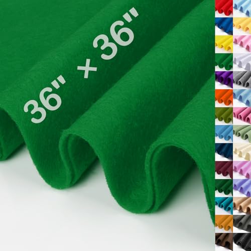 Image of XSEINO Emerald Green Large Felt Fabric 36 inch X 36 inch(1 Square Yard), 1.4 mm Thick Soft Felt Fabric Sheet for Crafts, Green Series Colors Soft Nonwoven Fabric, Fit for Decoration, Sewing, DIY Crafts