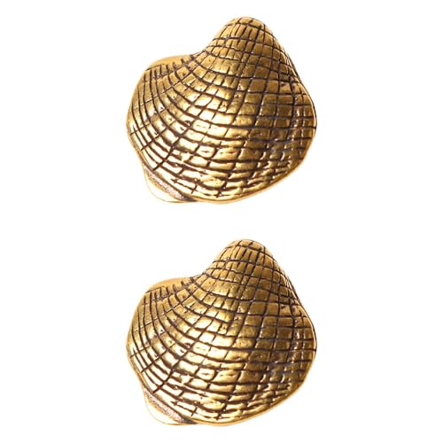 Comidox 2-Piece Vintage Brass Sea Shell Figurines – Nautical Metal Craft Decor for Office, Home, Weddings & Holidays
