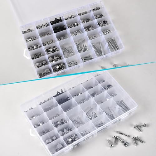 Image of Clear Visible Plastic Storage Box with Removable Dividers, 36 Grids, Suitable for Jewelry, Screws Hardware Accessories Organizer, Crafts, Fishing Tackle