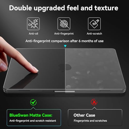 Image of BlueSwan for MacBook Air 15 inch Case M5 M4 M3 M2 2026 2025-2023, A3448 A3241 A3114 A2941, Sleek Fit Color Match, Grippy Matte Texture, Mac Book Air 15.3'' Hard Shell Laptop Cover, Midnight Black
