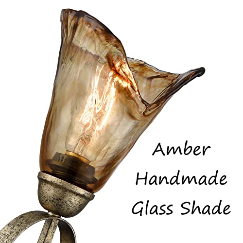 Danseer Rustic Wall Sconce Vintage Vanity Light With Amber Glow Glass Shade For Bathroom Living Room Hallway Staircase #TOP4