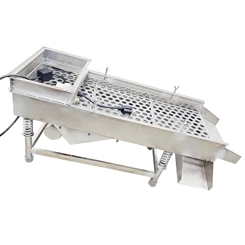LGXEnzhuo Linear Vibrating Screen Small Stainless Steel JG30-75 Single Layer Linear Screening Equipment 20mm 110V 80W