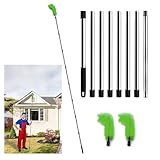 Gutter Cleaning Tools, 10.5 feet Long Gutter Cleaning Tools with 8 Stainless Steel Tubes and 2 Brushes, Gutter Cleaner Ability for Roof Leaves and Debris-Green