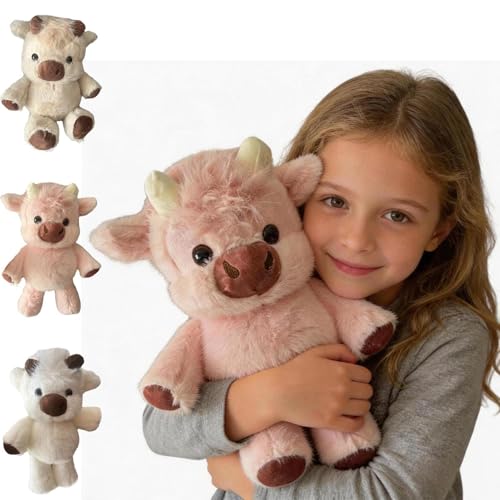 Générique Animal De Peluche Vache Qui Court, Jouet en Peluche Doux De Vache des Highlands, pour Soulager Le Stress Et Le Soutien Émotionnel, pour Enfant, Adultes,...