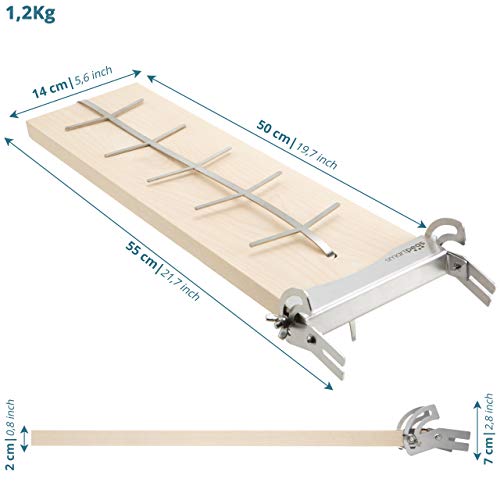 smartpeas Flammlachsbrett Aus Birkenholz Zum Räuchern Und Grillen Mit Neigbarer Edelstahl-Halterung +Plus: Silikon-Handschuhe