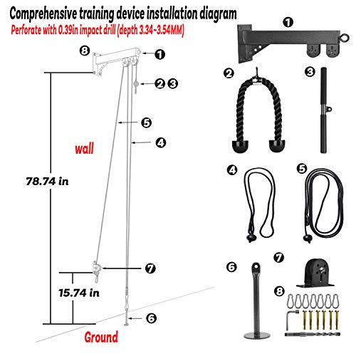 omotor Tricep Press Down Pulley Cable Machine Attachment System with Loading Pin LAT Pulldown Bar Tricep Rope D Handle (Down Pulley Cable Machine) - Thumbnail 5