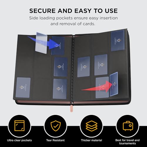 Image of Card Guardian - 9 Pocket Premium Binder with Zipper for 360 Cards Trading Card Games TCG (Pink) - Side Loaded Pockets - Compatible with Yugioh Cards MTG Binder Sports Card Binder