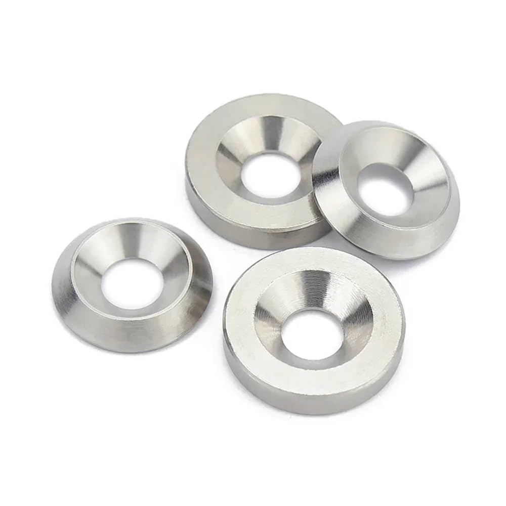 Cup Washer Countersunk for Screw Bolt, 5/10pcs Countersunk Gasket M3 M4 M5 M6 M8 M10 Conical Solid Flat Rings Concave and Convex Tapered Cone Conical Stainless Steel Washers Fastener Washers(10pcs CON