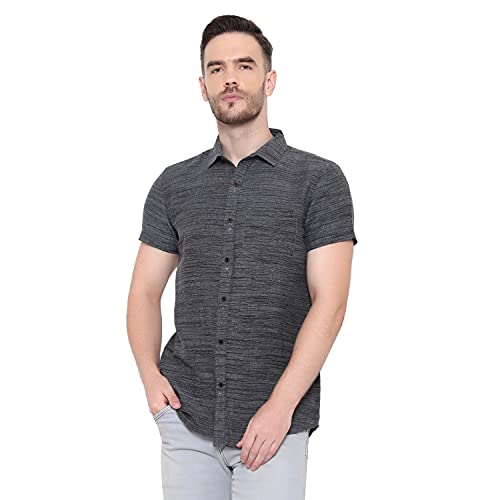 Image of LATEST CHIKAN Men's Cotton Blend Textured Half Sleeves Shirt
