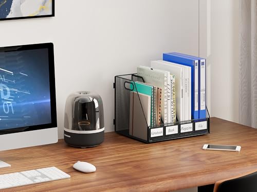 EasyPAG 4 Fächer A4 Metall Büro Schreibtisch Organizer,Dokumentenablage,Aktenhalter,Zeitschriftenhalter,Briefablage,Papier Magazin Organisator,Schwarz