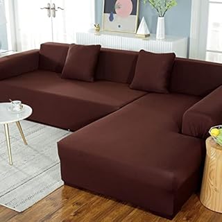 DGSGBAS Sectional Sofa Covers Elastic L Shape Blue Grey Cover Right/Left Side CornerJacquard Fabric Furniture Slipcover Dog Couch Protector For Living Room 1/2/3/4 Seats, 190-230cm
