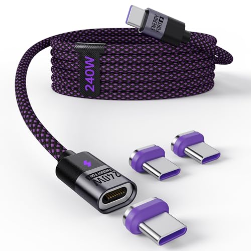 240W Câble de chargeur magnétique, 5A/48V,Charge Magnétique USB Type C, Câble Aimanté en...