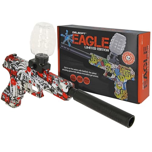 Gelsoft Gel Blaster Toy Soft Water Bullet Pistol USB Rechargeable Fully Automatic High Speed Rappid Fire + 10 000 Ammo 14+ Years (Black Graffiti)