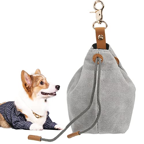 TMBMLPP Leckerlibeutel für Hunde, Futterbeutel Hunde, Schrumpftaschen mit Clip Schnalle, Hundebeutel Leckerli, Futtertasche, für Haustierspielzeug, Leckereien, für Welpen-Training Reisen, Gehen -Grau