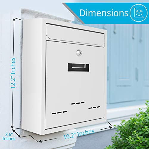 image for Modern Wall Mount Lockable Mailbox - Outdoor Galvanized Metal Key Larg