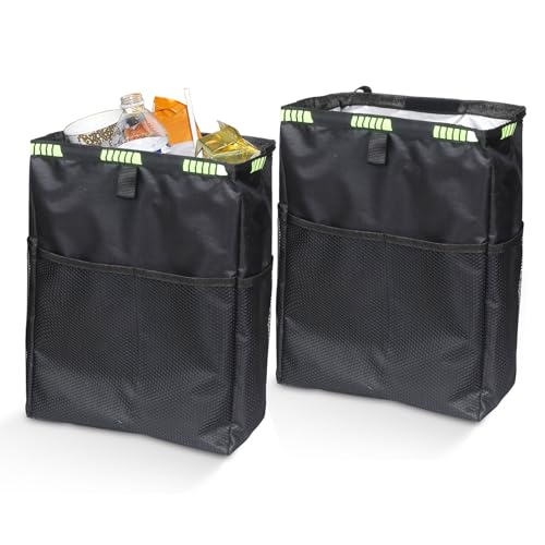 NetCan Car Trash Can Car Trash Bag Hanging 3.5 Gallons Ultra Large Capacity Organizer and Storage with Adjustable Straps Leakproof Lining (Pack of 2)