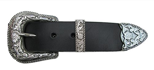Dangerous Threads Classic Western 1 1/2" Black Leather Belt with 3-piece Buckle Set Sizes 30-723
