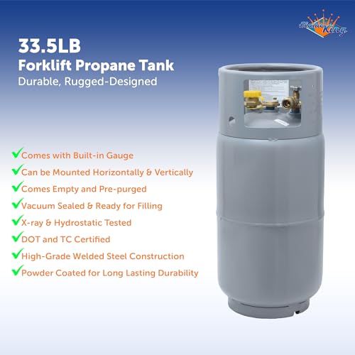 Flame King YSN335 - 33.5LB Steel Forklift Propane Tank Cylinder with Built-in Gauge, Gray