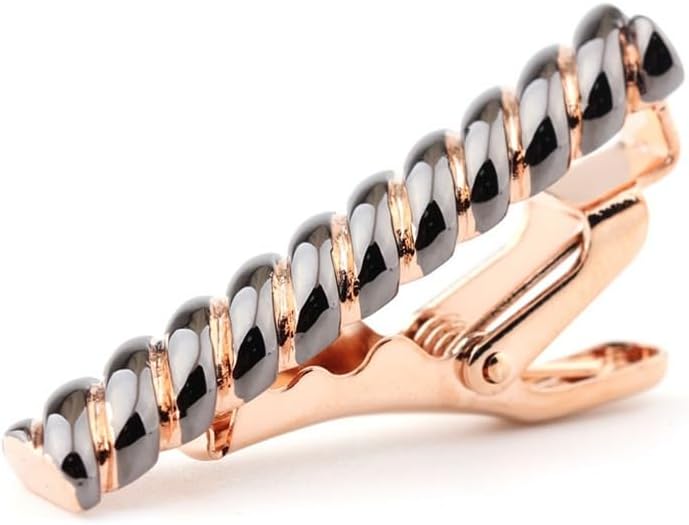 Tie Clips Two-Tone Spiral Striped Tie Clip Metal Personalized Shirt Collar Clip Men's Formal Tie Clip Copper Clip