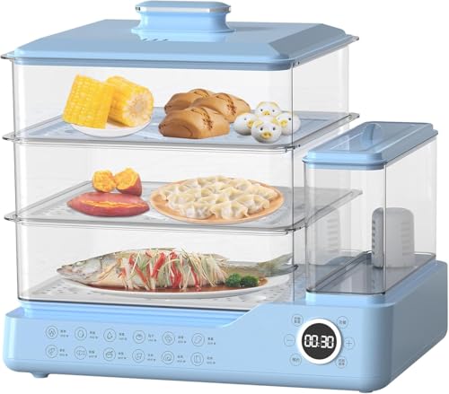 Vaporera de 3 capas, extraíble, capacidad de 40 l, 12 horas de aislamiento, 800 W, para verduras, carne y pescado