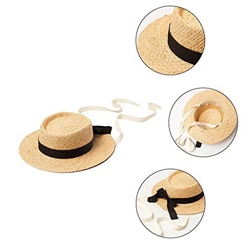 Boys Girls Straw for Sun Lightweight Panama Hat Raffia Braid for Sun Caps Straps Adjust Kids Daily Accessorie Multicolor2