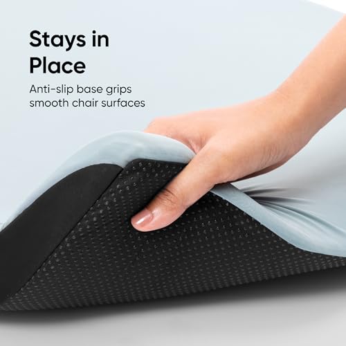 Image of Frido Cloud Seat Cushion with High-Density Memory Foam | Tailbone & Thighs Support Pillow | Washable Stretch Cover | Anti-Slip Base | Portable Handle | Ideal for Office, Car & Home Chairs, Lilly Pad