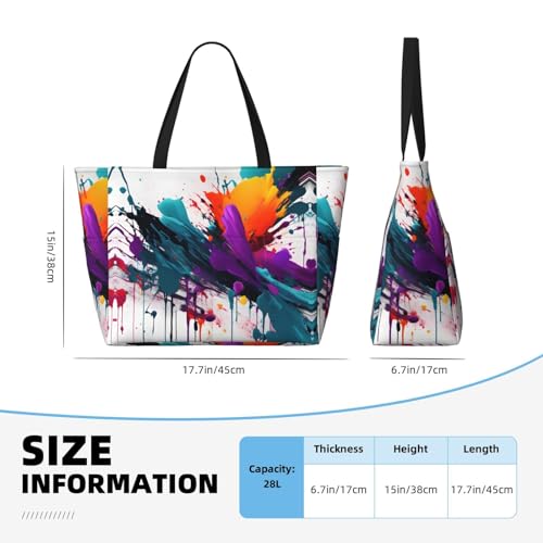 Paint Splatter Large Beach Tote Bag Women Beach Tote Bag For Pool Gym Grocery Travel With Multiple Pocket4