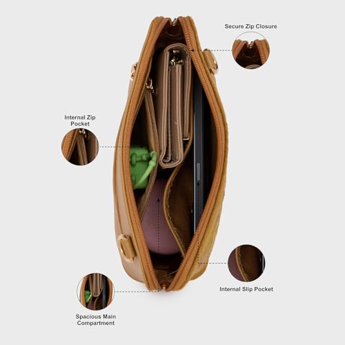 Image of Caprese Siji Tresana Small Crossbody Bag for Women | Kashida Embroidery Sling with Adjustable & Detachable Strap, Secured Zip Closure | Stylish & Spacious Handbag for Everyday Use & Travel