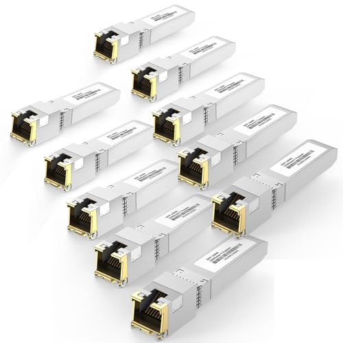 Image of [10-Pack] 10Gb SFP+ to RJ-45 Module Transceiver 98Ft (30m), 10 Gigabit SFP+ Copper Ethernet CAT6a Transceivers Compatible with 5Gb / 2.5Gb / 1Gb, NOT Compatible with Brand HP, Dell, Aruba, H3C