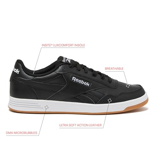 Reebok Reebok Court Advance Sneakers for Men - Casual Tennis Mens Shoes Size 6 to 15, White or Black, Core Black/Footwear White/Reebok Gum, 10.5