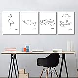 Pablo Picasso Leinwanddrucke Malerei Tier Linie Kunst Poster Abstrakte Wandkunst Bilder für Wohnzimmer Büro Home Decoration 30 × 42cm × 4 Rahmenlos