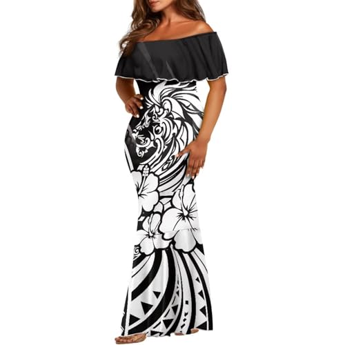 Image of Polynesian for Women S-7XL Off Shoulder Maxi Dress Hawaiian Summer Dresses