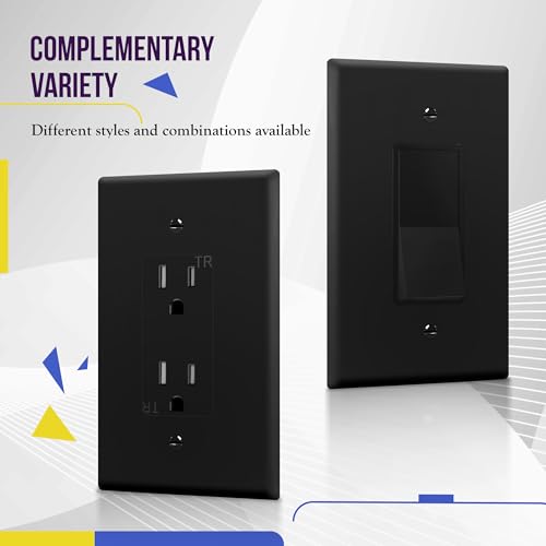 ENERLITES 1-Gang Black Oversize Decorator Switch Outlet Wall Plate, 10 Pack by ENERLITES - Used condition - Image 5