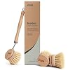 Vove Bamboo Dish Brush with 3 Replacement Heads, Natural Fiber Bristles