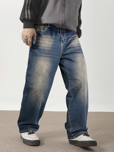 Image of JMIERR Men's Baggy Y2K Jeans Stretch Loose Fit Wide Leg Denim Pants | 5 Pockets, Oversized Casual Trousers, Vintage Relaxed wash, Breathable Cotton Blend,Hip Hop, Skater Streetwear, All-Season