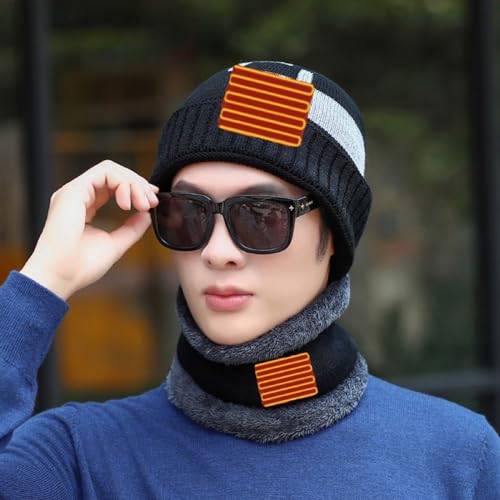 Gorro y bufanda de punto con calefacción USB unisex para invierno 4
