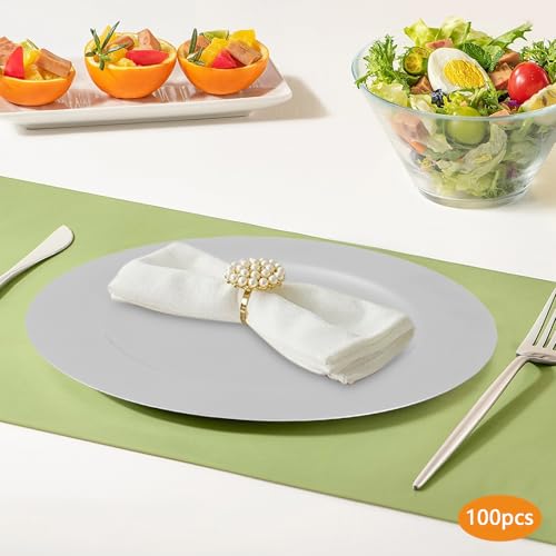 Platos cargadores plateados redondos 12.99 pulg pack 100 miniatura 4