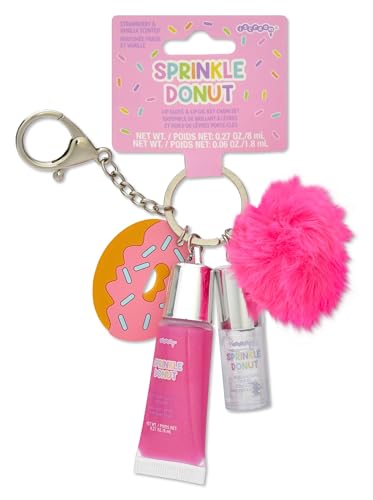 iscream Sprinkle Donut Keychain Strawberry Scented Lip Gloss & Vanilla Scented Lip Oil Set