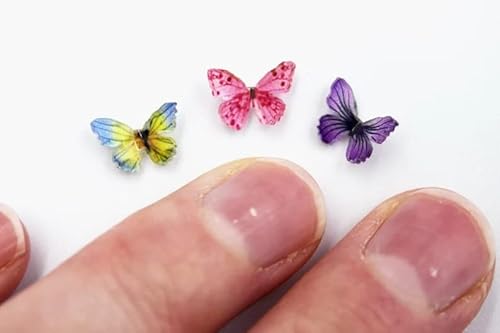 Mix Of 20 Butterflies Cute, Micro Butterflies, 8 Mm Miniature Plastic Insect, Fairy Garden, Resin Filler #TOP4
