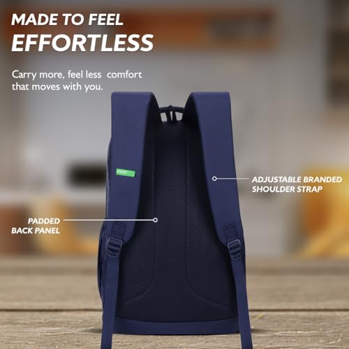 Image of United Colors of Benetton Unisex High-School Backpack RUNWAY | 3-Compartment Slim Design with Branded Print | Backpack for School Girls and Boys | 25L Capacity