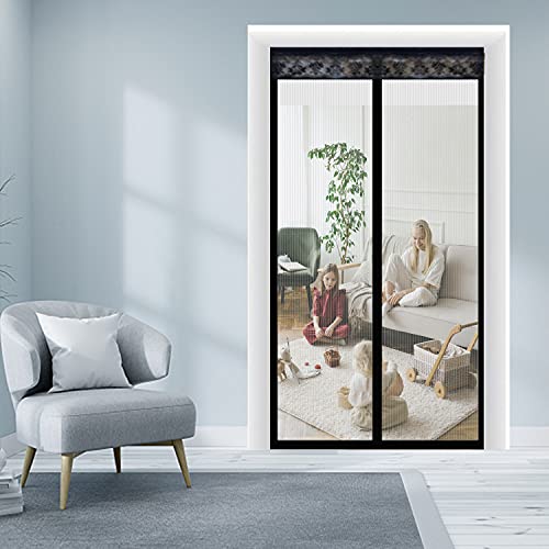 Magnetic Screen Door 36 × 83 in with MagnetsHeavy Duty Mesh Curtain Door Screen Closure Fits All Doors Keep Mosquito Bugs Fly Away Outdoor Pet Kid Entry Friendly Full Frame Hook Loop Keep Open