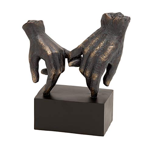 Deco 79 Polystone Hands Sculpture, 9" X 4" X 10", Black #TOP1
