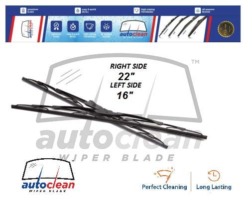 Image of AutoClean Metal Type Wiper Blade For Fiesta,Figo,Ecosport,Aspire,Free Style,Tiago,Honda Brv,Wrv,Xcent,I10,I10grand (22+16)