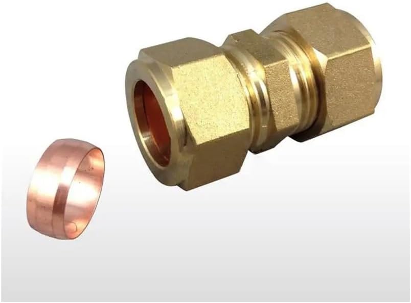Fit 35mm Tube OD Brass Compression Union Fitting With Copper Ferrule Ring Water Gas Oil