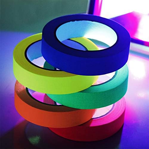 Uncle Paul Fluorescent Cloth Tapes - UV Blacklight Reactive Neon Gaffer Tape for Glow Party Decorations/Holiday Supplies/Secures Cables 6 Colors 0.6 Inch x 16.4 Feet
